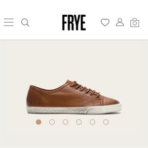 Frye Mindy Low Top Tan Leather Sneakers